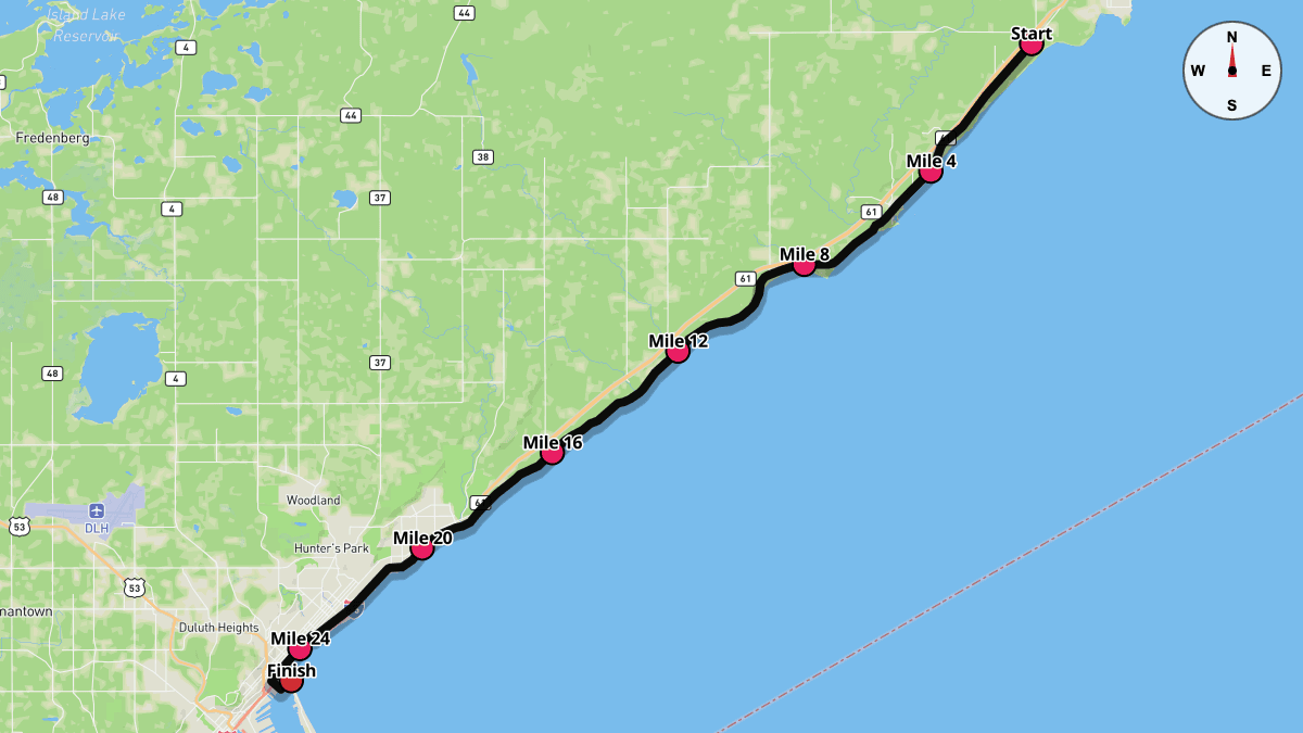 Course map for Grandma's Marathon